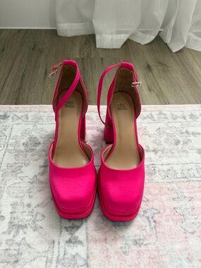 wild fable Vibrant Hot Pink Platform Ankle-Strap Block Heels